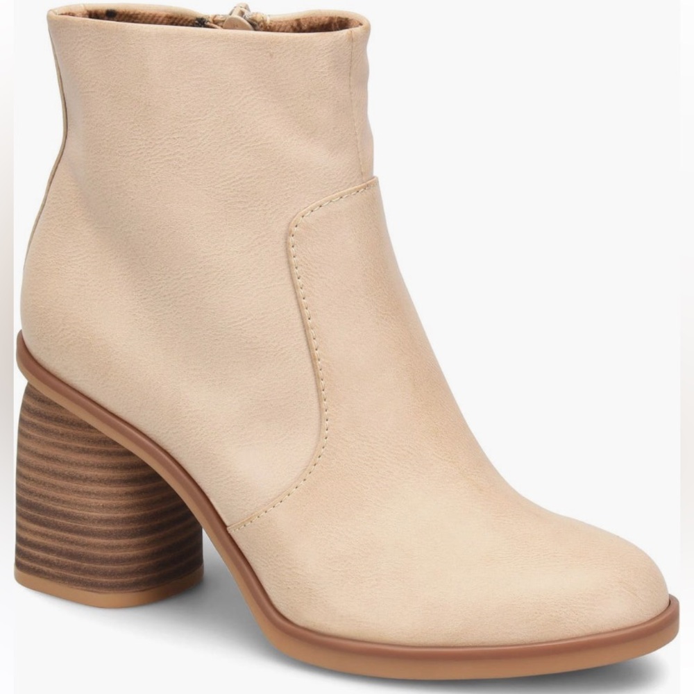 Kork-Ease Cream Heeled Boots with Suede Finish